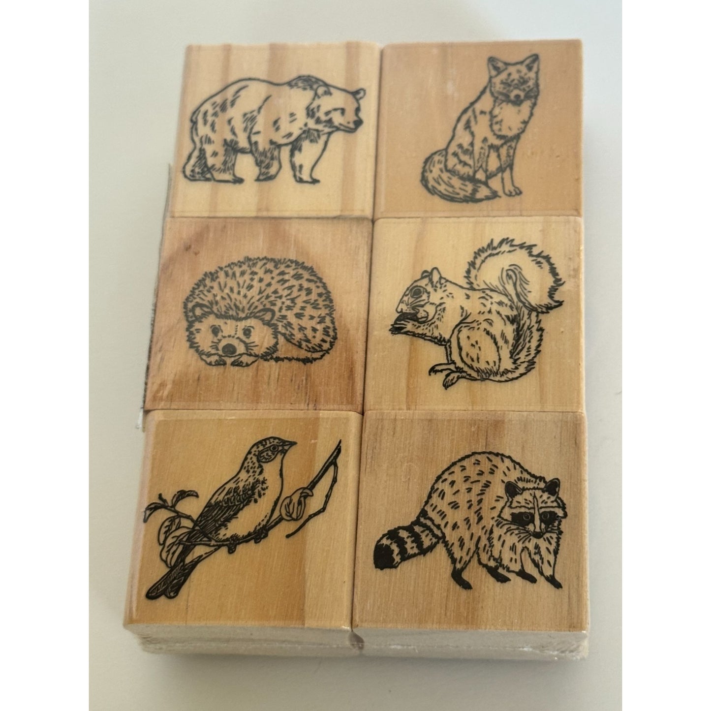 Recollections Wood Stamps Woodland Animals Bear Wolf Squirrel Raccoon Hedgehog