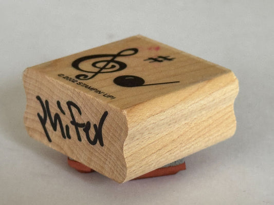 Stampin Up Rubber Stamp Musical Notes Treble Clef Sharp Quarter Note Music Wood