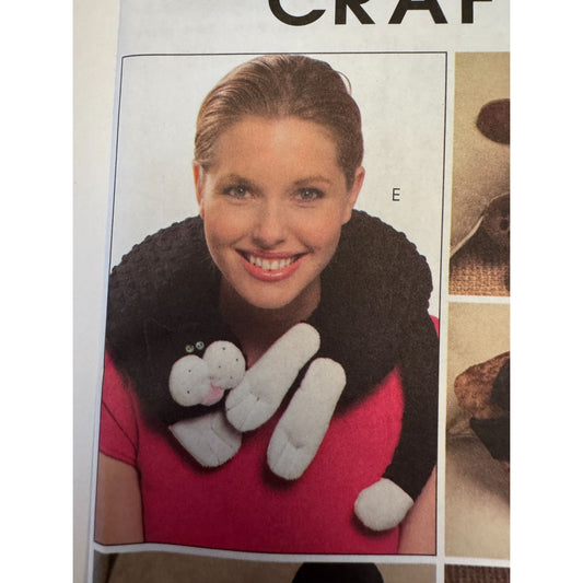 McCalls Crafts Sewing Pattern M5128 Plush Pets Cat Neck Pillow Dog Travel Uncut