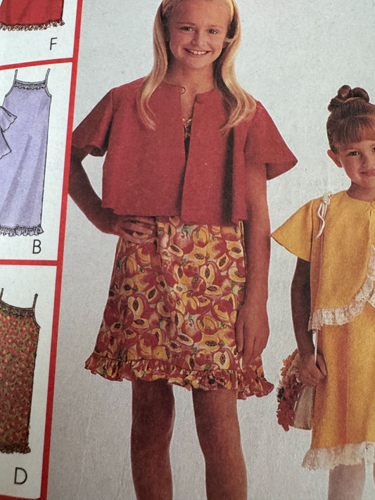 McCalls Sewing Pattern 9226 Girls Dress Slipdress Jacket 8 Great Looks 7 8 10 UC