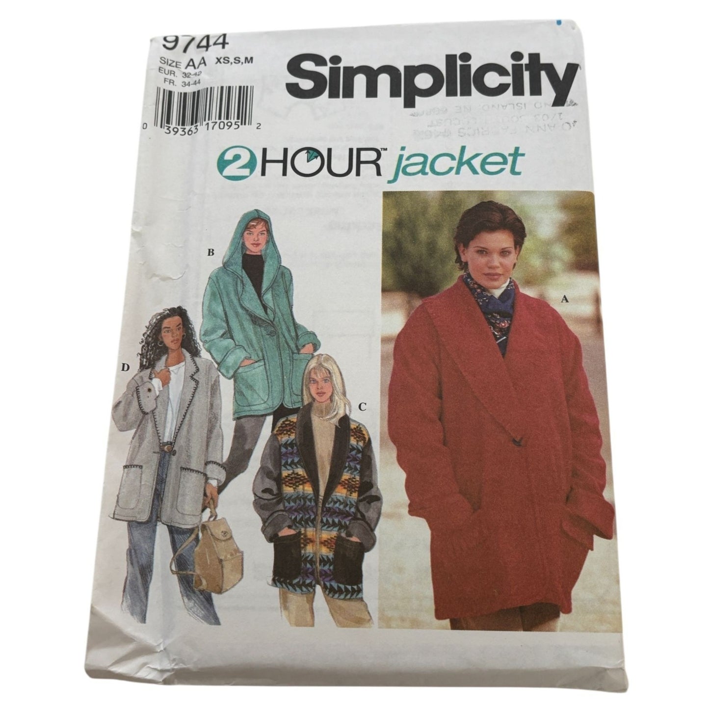 Simplicity Sewing Pattern 9744 Misses 2-Hour Jackets Winter XS S M 6-16 Uncut