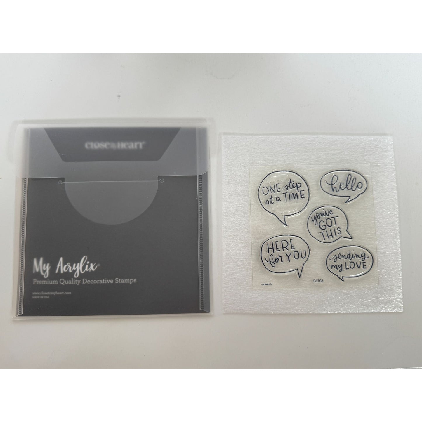 CTMH My Acrylix Acrylic Stamp Set Speech Bubbles Inspirational Card Making Words