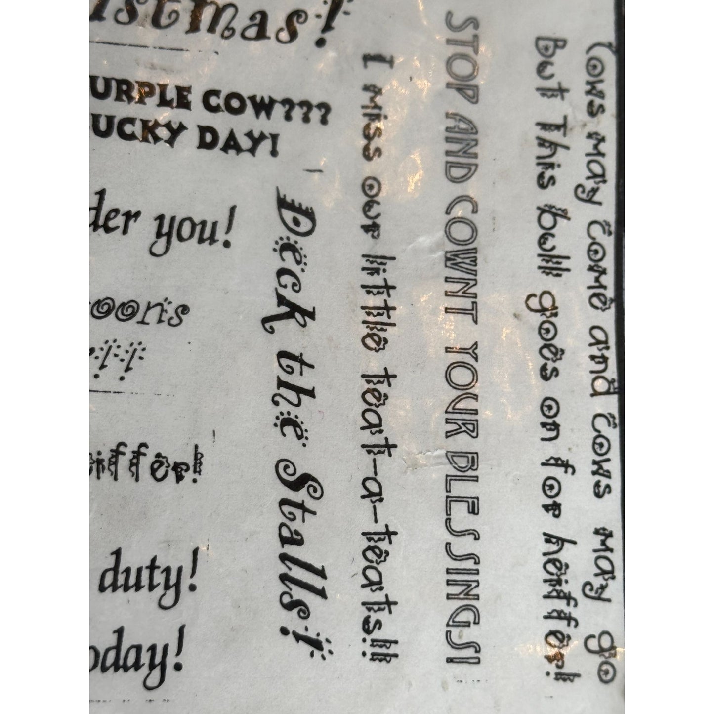Lindys Stamp Gang Cow Rubber Stamp Set Puns Funny Humor Moory Christmas Bulloons
