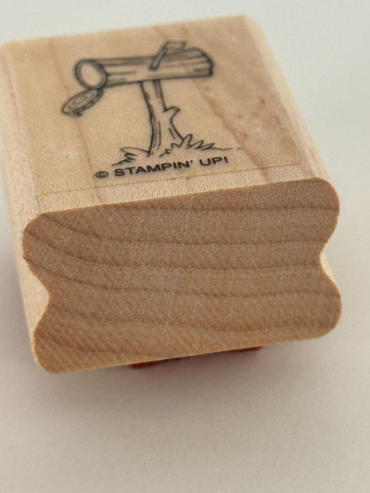 Stampin Up Rubber Stamp Wood Mailbox Tree Log Flag Snail Mail Craft Scrapbooking