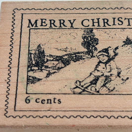 Stampa Rosa Rubber Stamp Merry Christmas Post Snowmail Card Making Indigo Ink