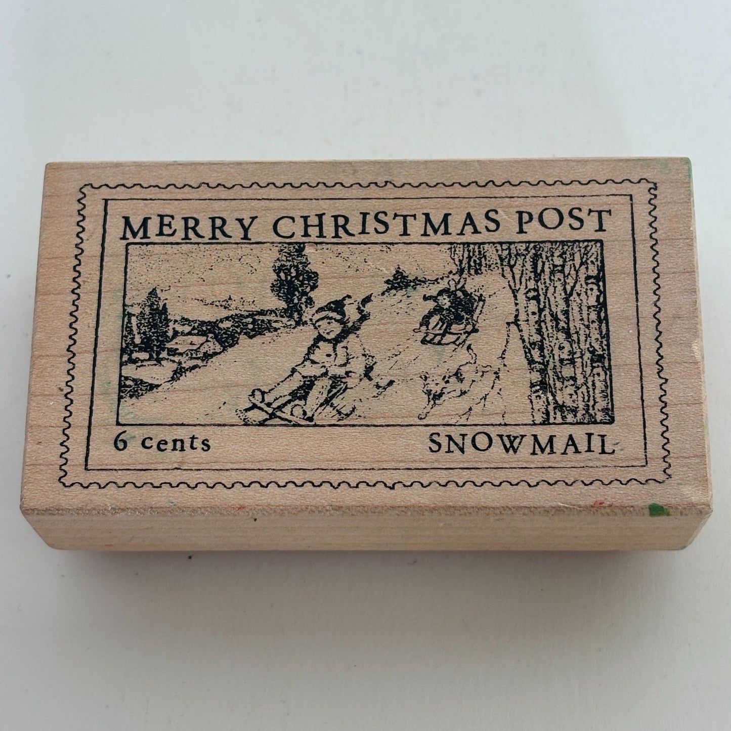 Stampa Rosa Rubber Stamp Merry Christmas Post Snowmail Card Making Indigo Ink