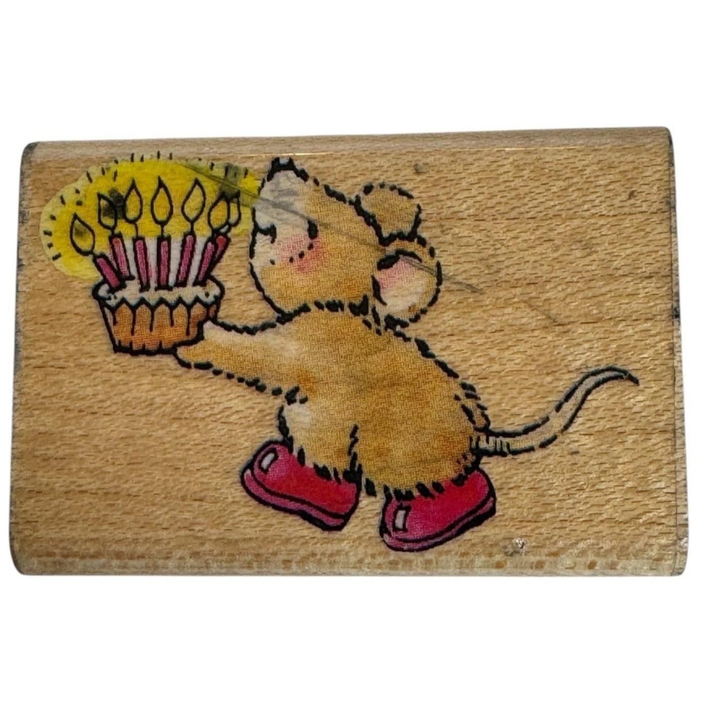 Penny Black Rubber Stamp Birthday Cupcake Candles Mouse Shoe Friends Card Making