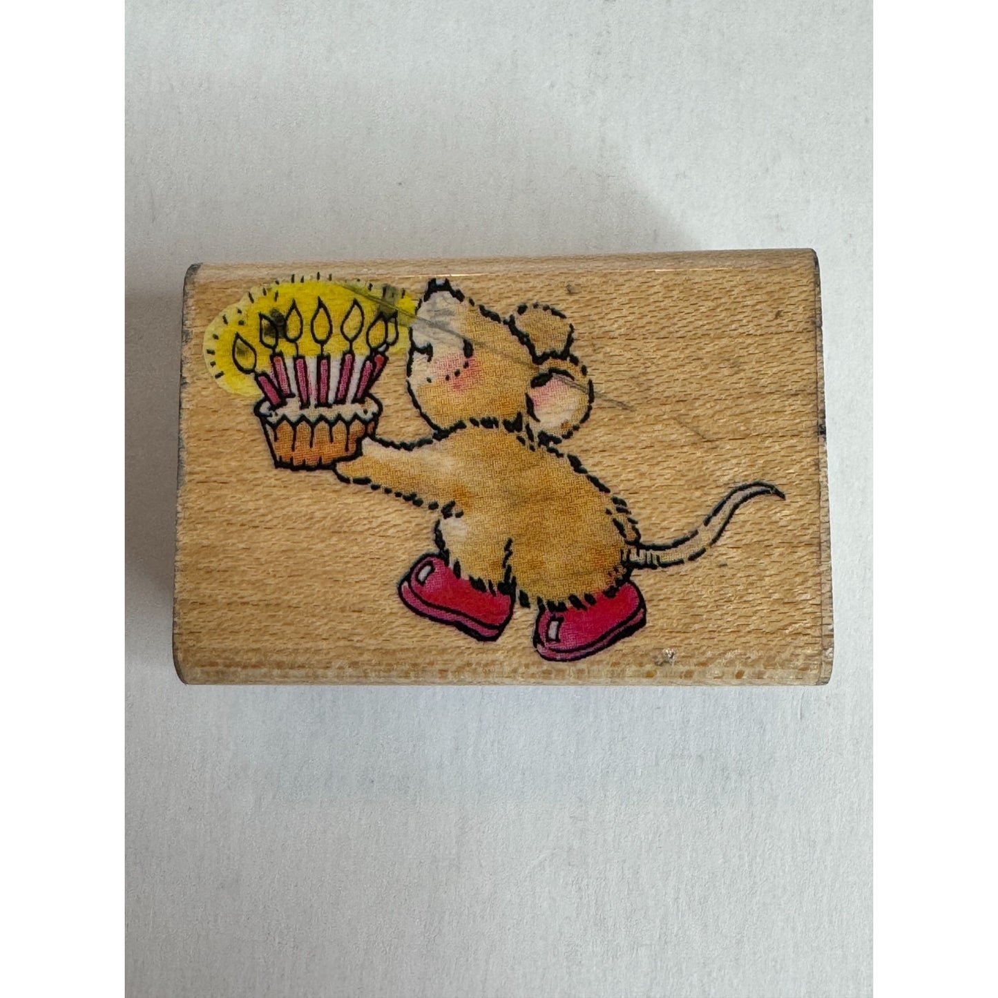 Penny Black Rubber Stamp Birthday Cupcake Candles Mouse Shoe Friends Card Making