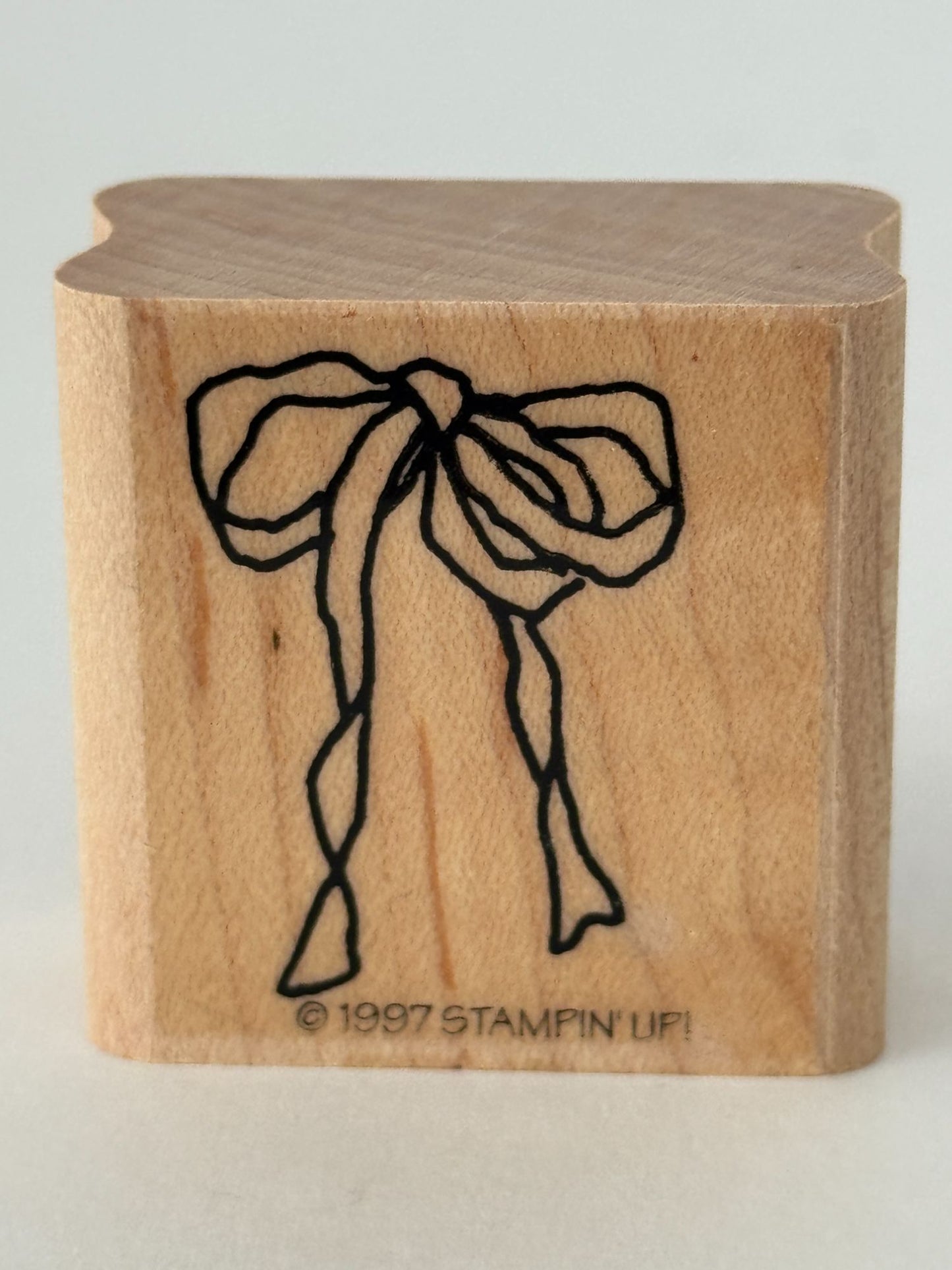 Stampin Up Rubber Stamp Ribbon Gift Bow Country Card Making Craft Wood Mounted