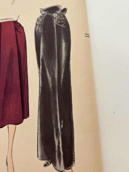 Vogue Sewing Pattern 7482 Skirt Vintage 1951 Evening Formal Gathered 26" Waist