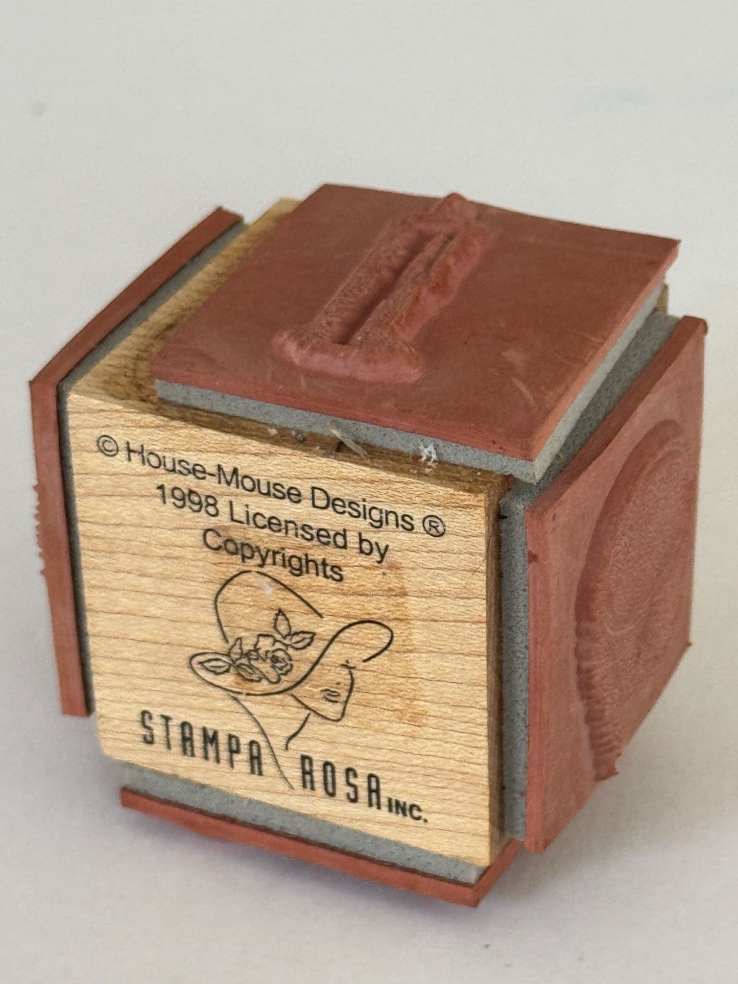 Stampa Rosa House Mouse Rubber Stamp Cube Candle Gift Bow Card Making Wood 40-2