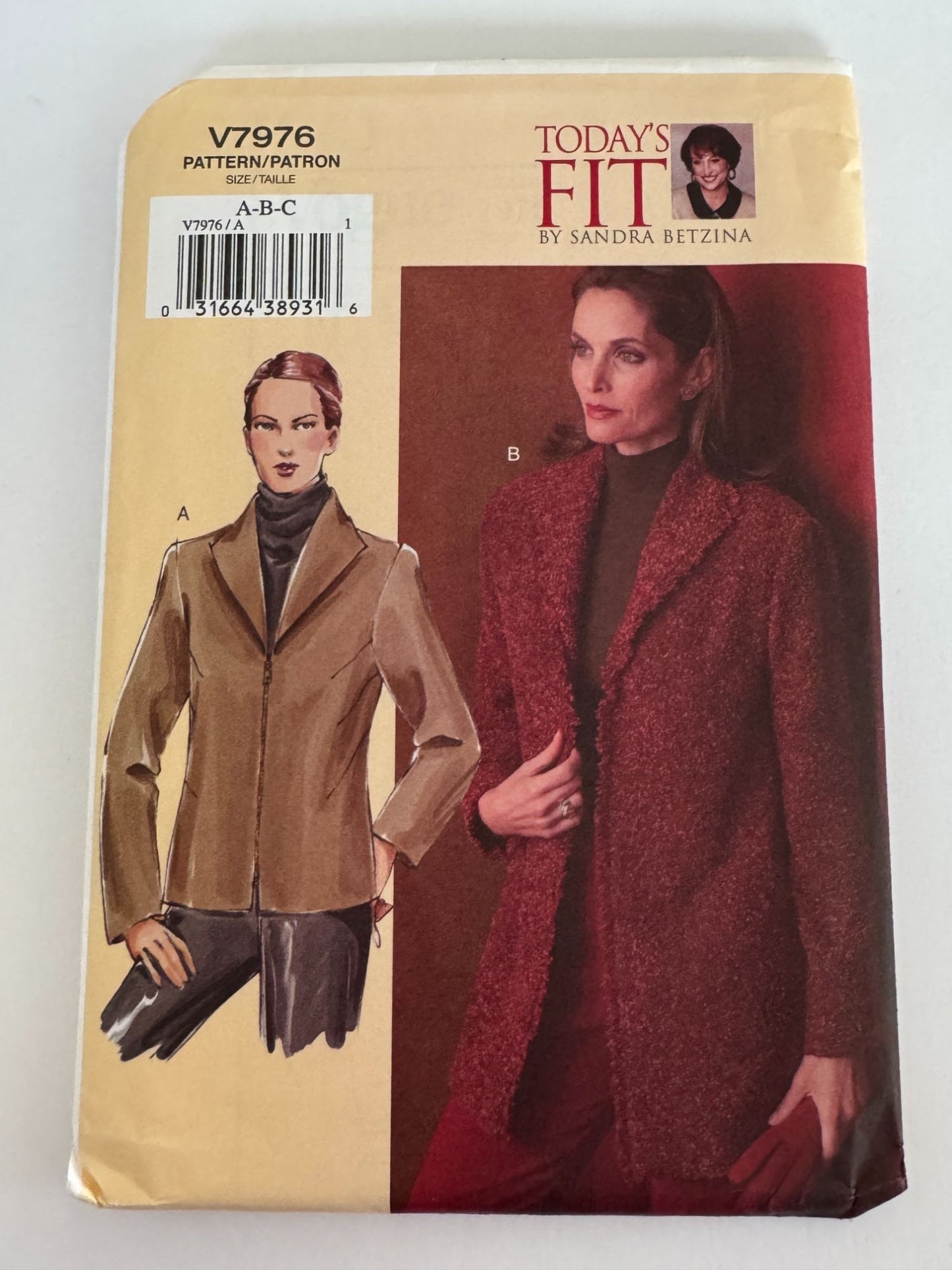 Vogue Sewing Pattern V7976 Lined Jacket Wool Blazer Work Betzina Bust 32-36 UC
