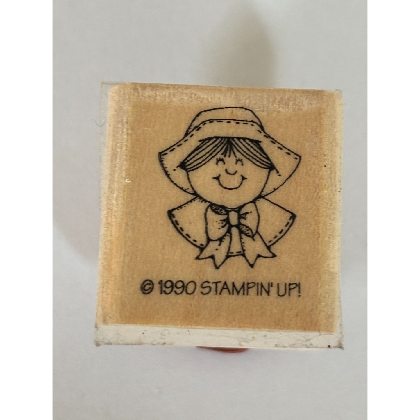 Stampin Up Rubber Stamp Pilgrim Woman Bonnet Girl Thanksgiving Cardmaking Craft Wood Mounted