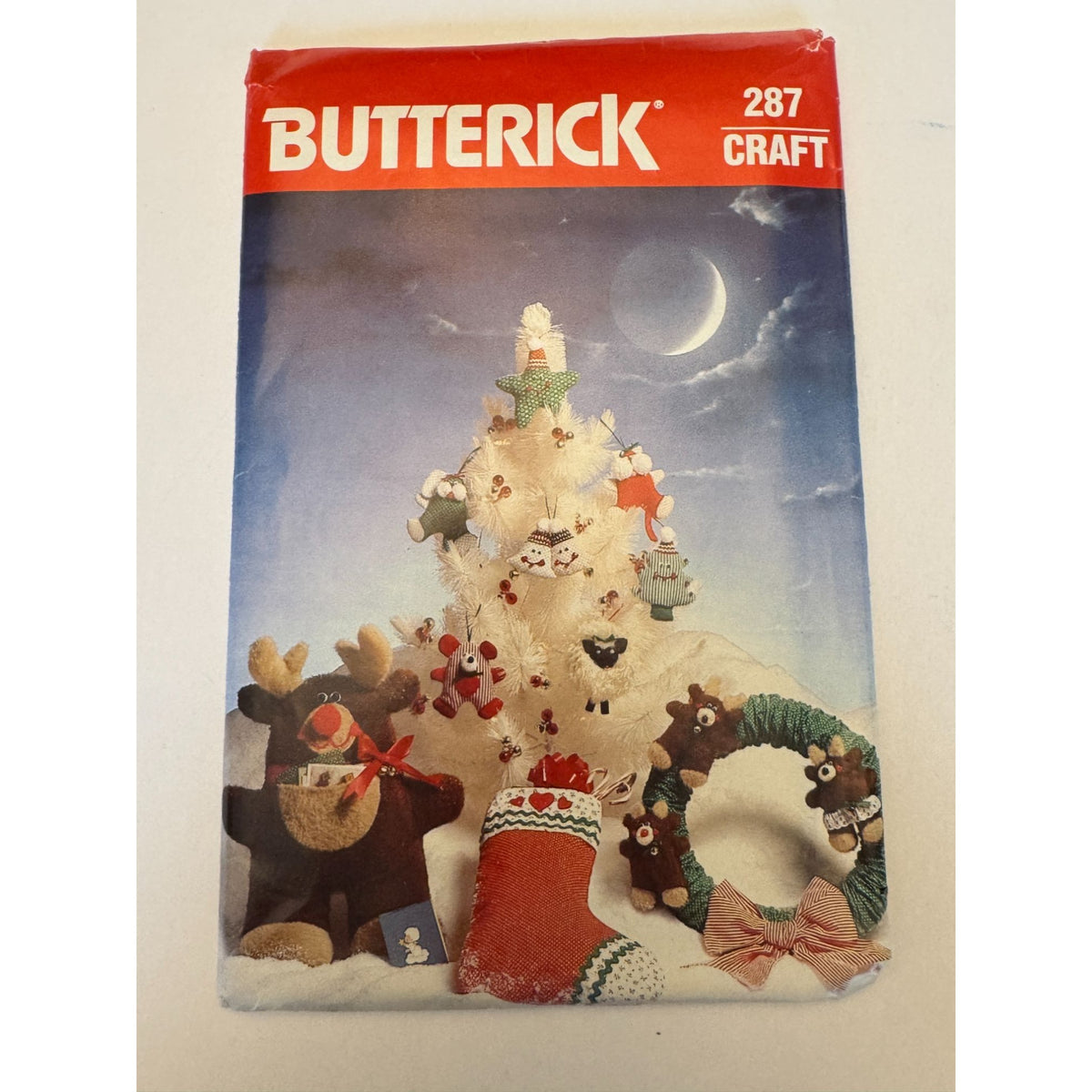 Butterick Sewing Pattern 287 Christmas Stocking Wreath Ornament Holiday Decor Reindeer DIY Uncut