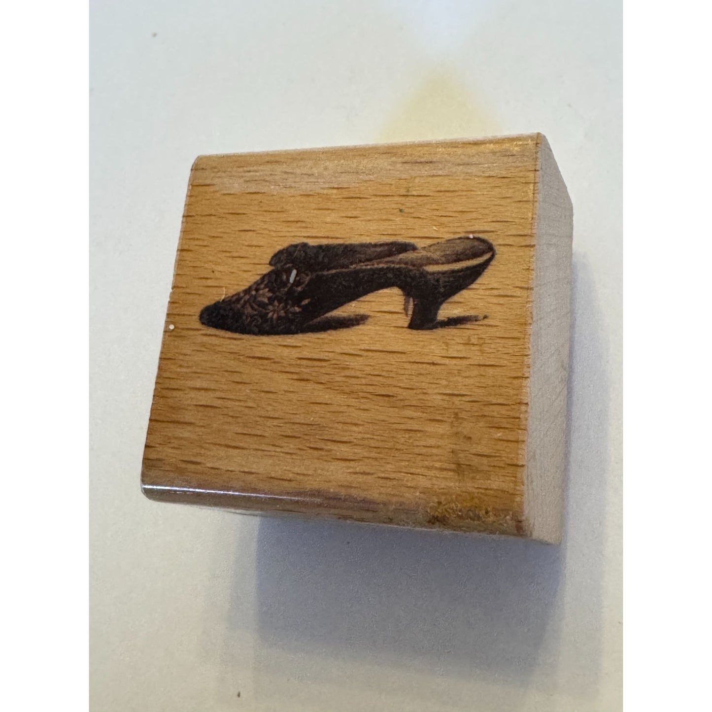 Wooden Rubber Stamp With Vintage High Heel Shoe Design Small Craft Tool
