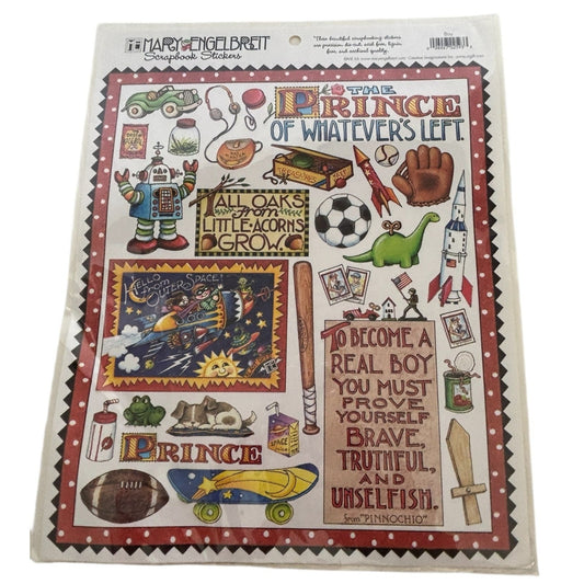 Mary Engelbreit Scrapbook Stickers Boy Theme Prince Rocket Baseball Sword Frog