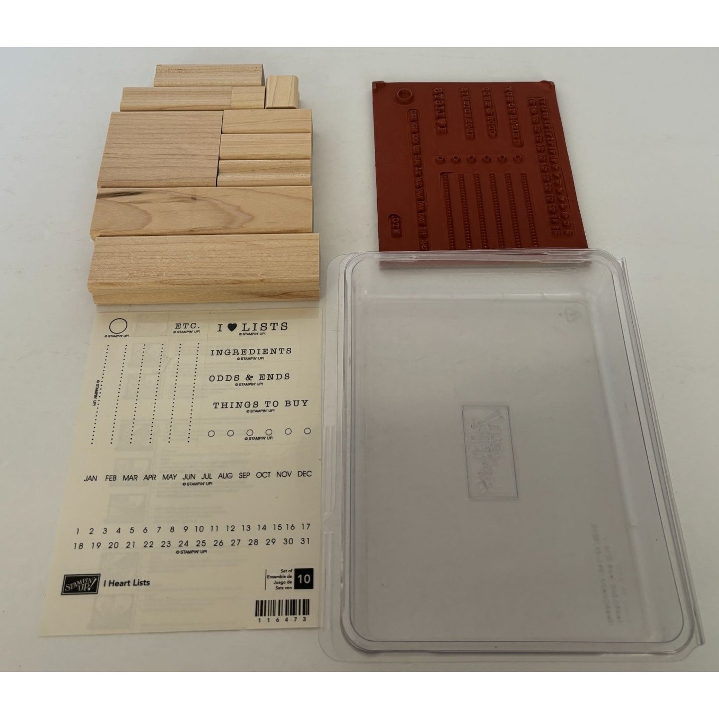 Stampin Up Rubber Stamp Set I Heart Lists Set Of 10 Planner Things to Buy Months