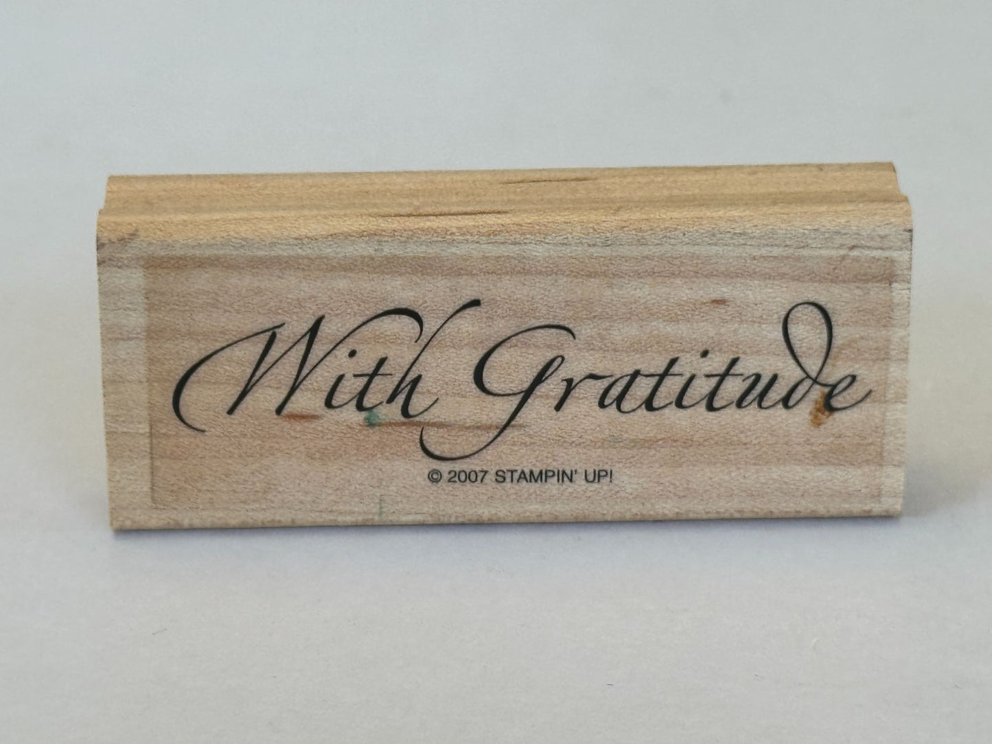 Stampin Up Rubber Stamp With Gratitude Thank You Card Making Craft Wood Mounted