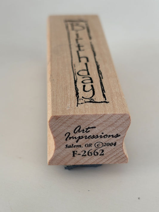 Art Impressions Rubber Stamp Birthday Card Making Word Vertical Wood Mounted