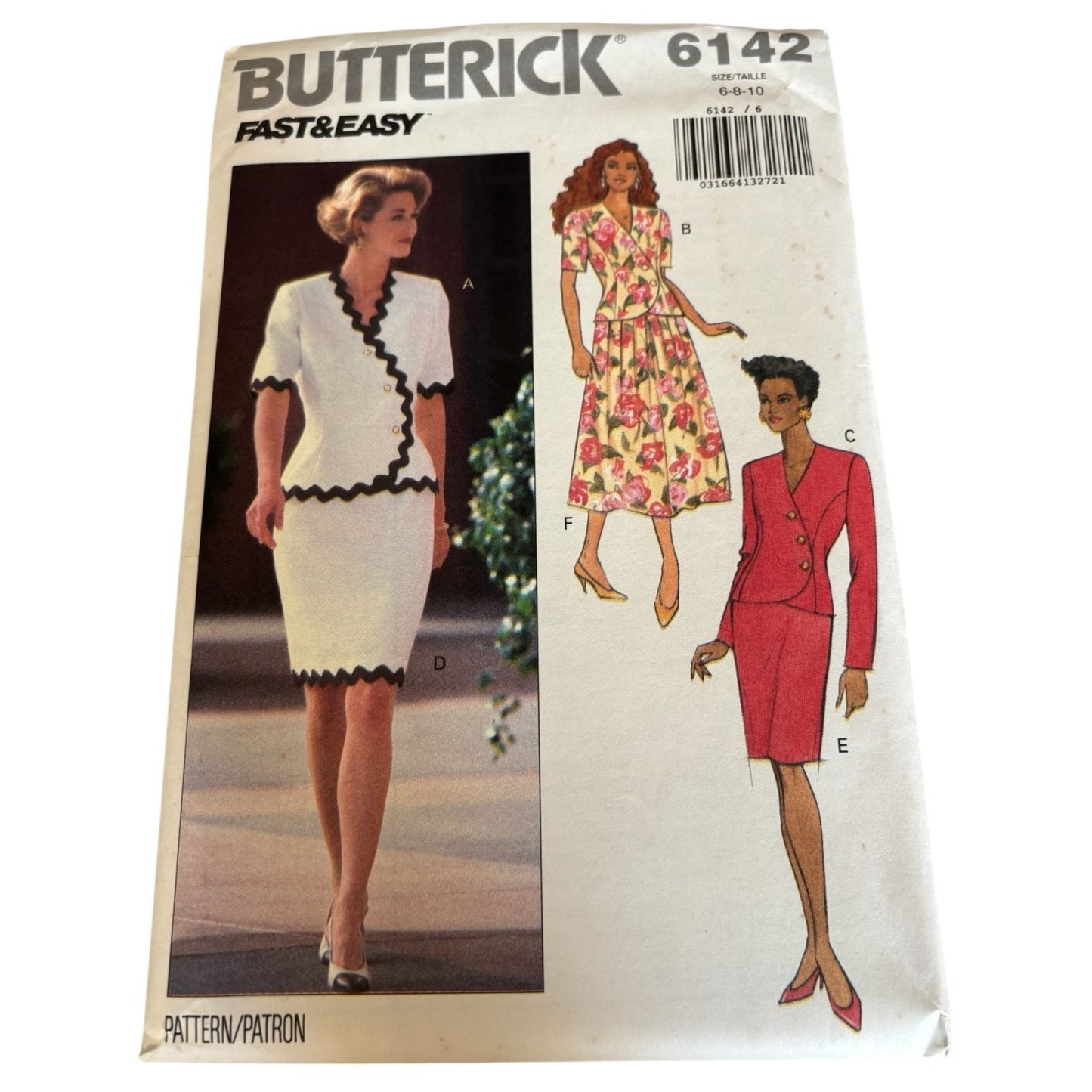 Butterick Sewing Pattern 6142 Misses Top Skirt Career Outfit Work Spring 6 8 10