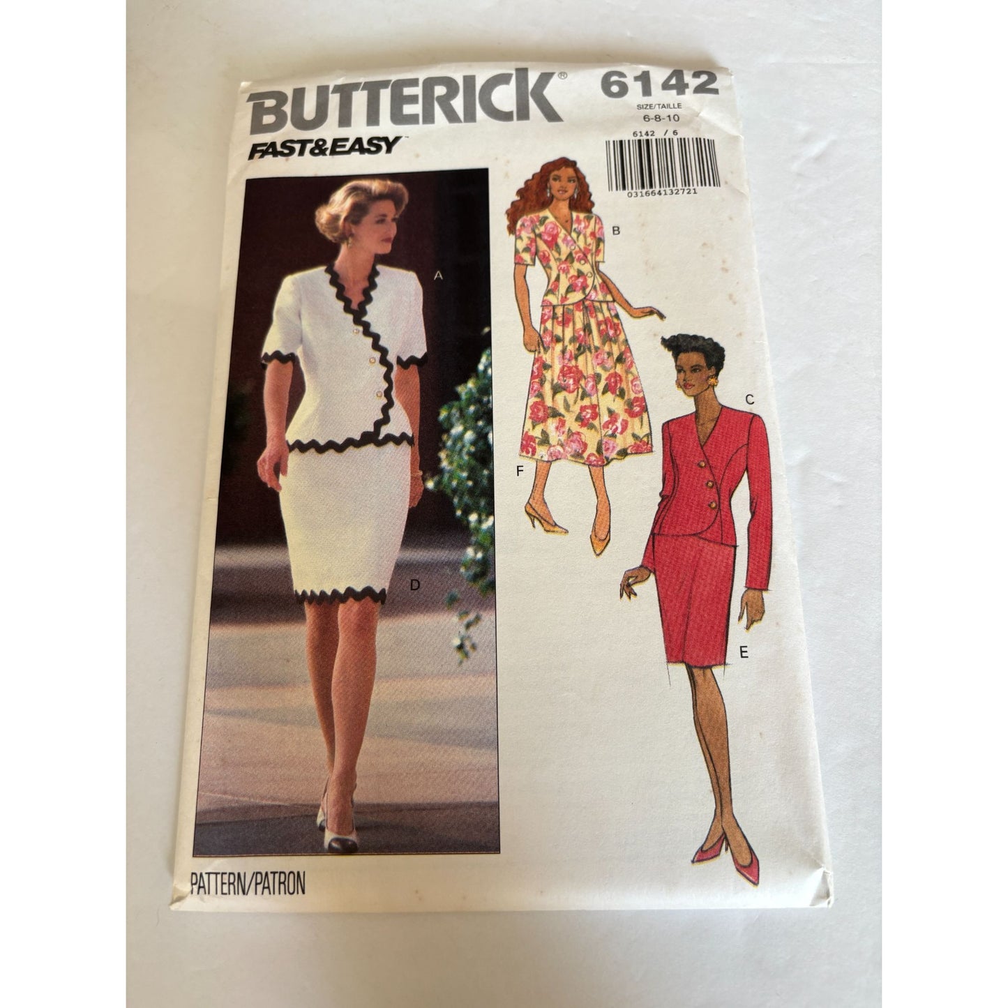 Butterick Sewing Pattern 6142 Misses Top Skirt Career Outfit Work Spring 6 8 10