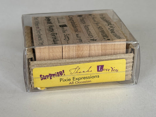 PSX Rubber Stamp Set Pixie Expressions Greetings Thanks Miss You Surprise Words