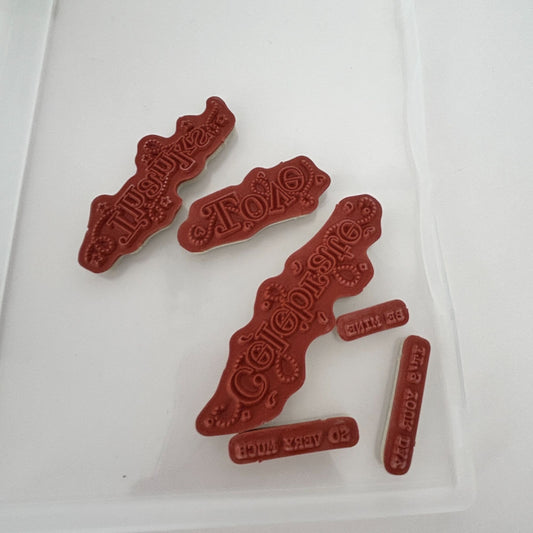 Stampin Up Clear Mount Rubber Stamp Set Outlined Occasions Celebrate Thanks Love Be Mine