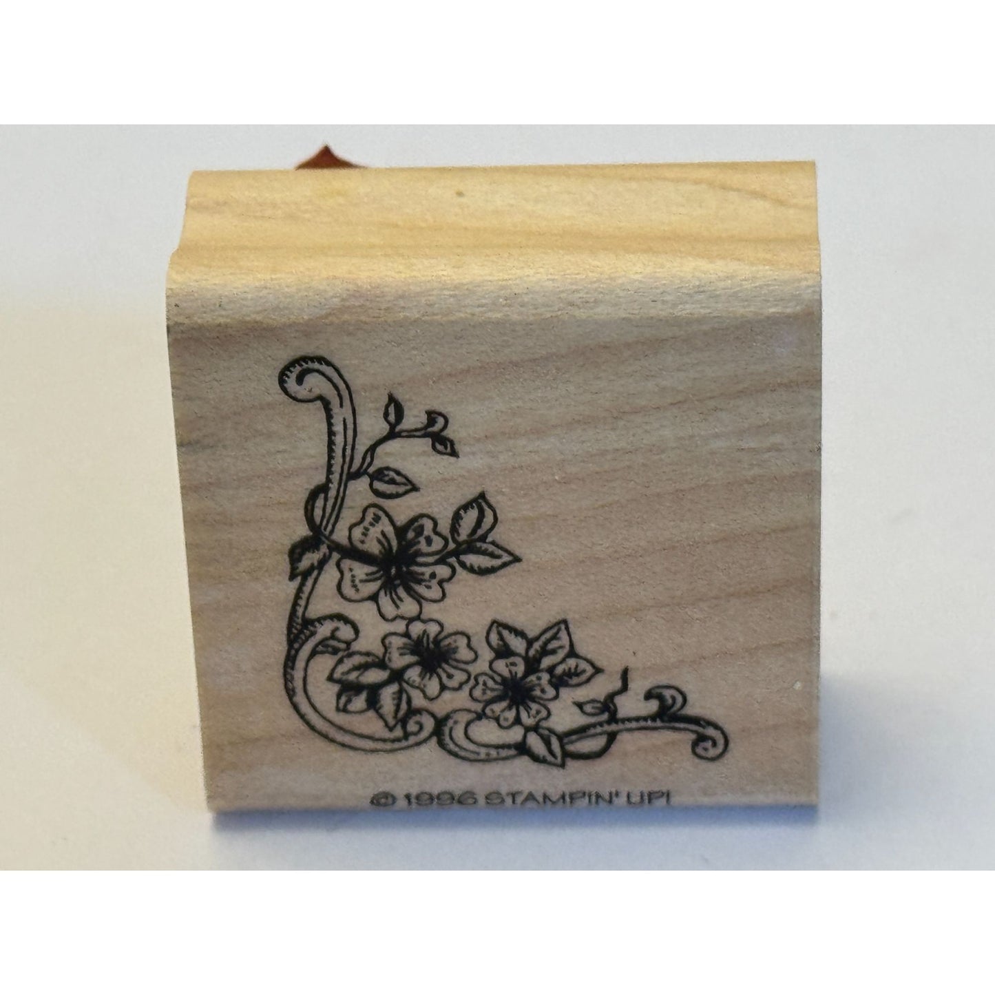 Stampin Up Wooden Rubber Stamp Floral Corner Flowers Card Making Crafting Tool