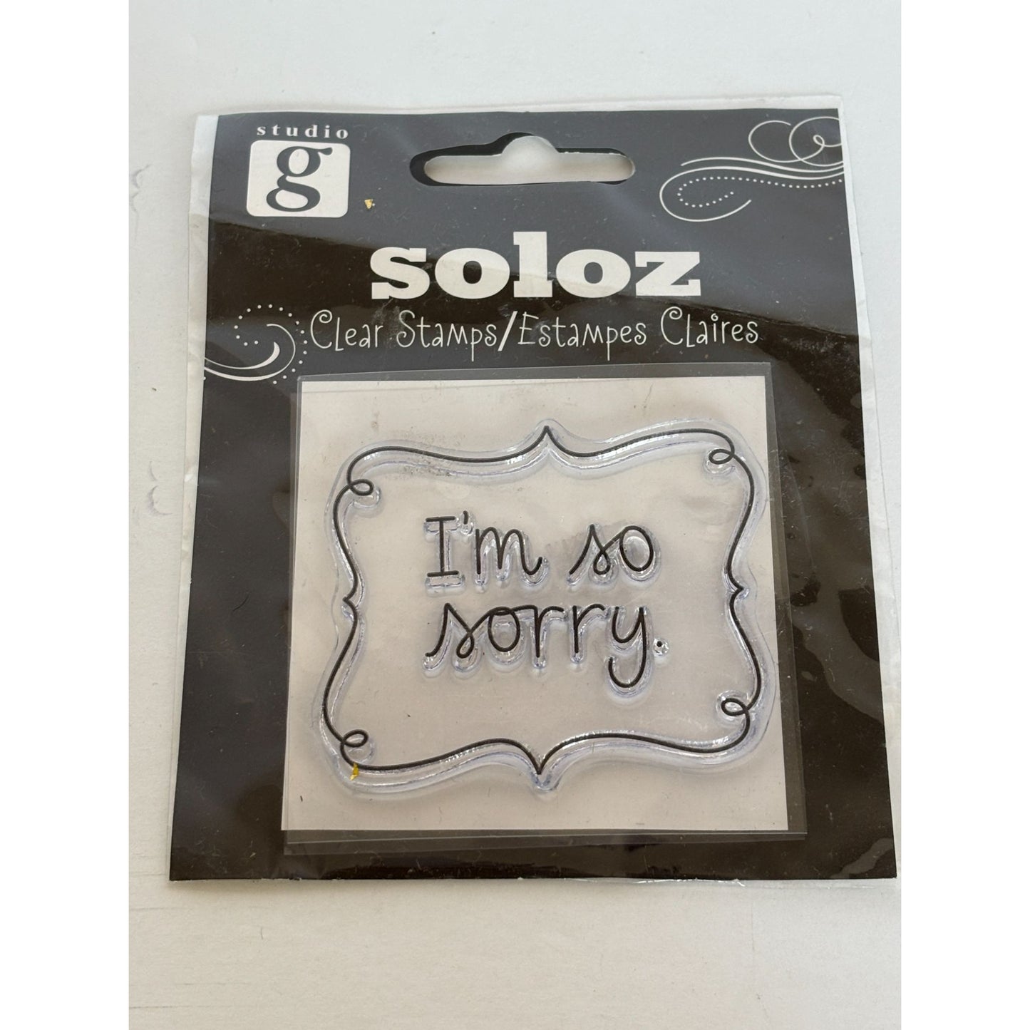 Studio G Soloz Clear Stamp I Am So Sorry Apology Sympathy Card Words Sentiment