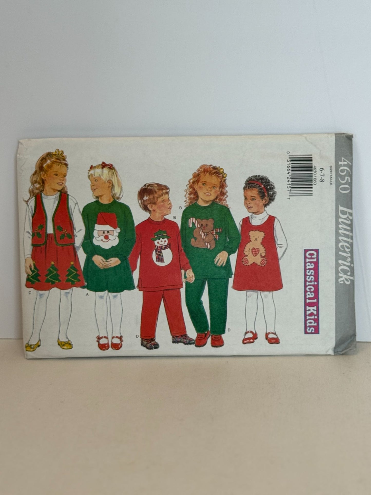 Butterick Sewing Pattern 4650 Classical Kids Holiday Dress Jumpers Girls 6-8 UC