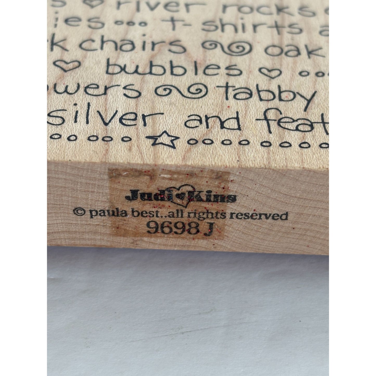 Judikins Wood Rubber Stamp Large Background Writing Script Joy Happy Word 9698J
