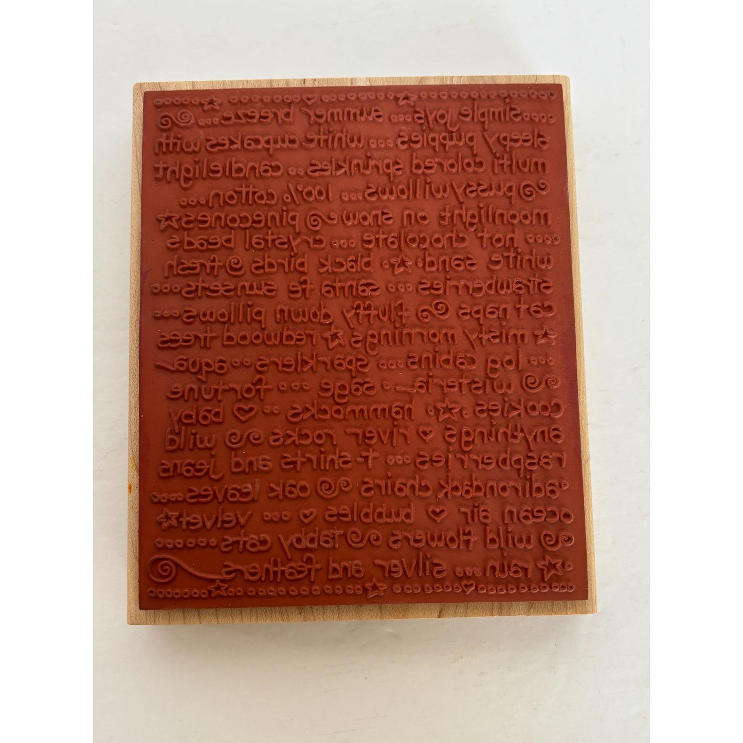Judikins Wood Rubber Stamp Large Background Writing Script Joy Happy Word 9698J