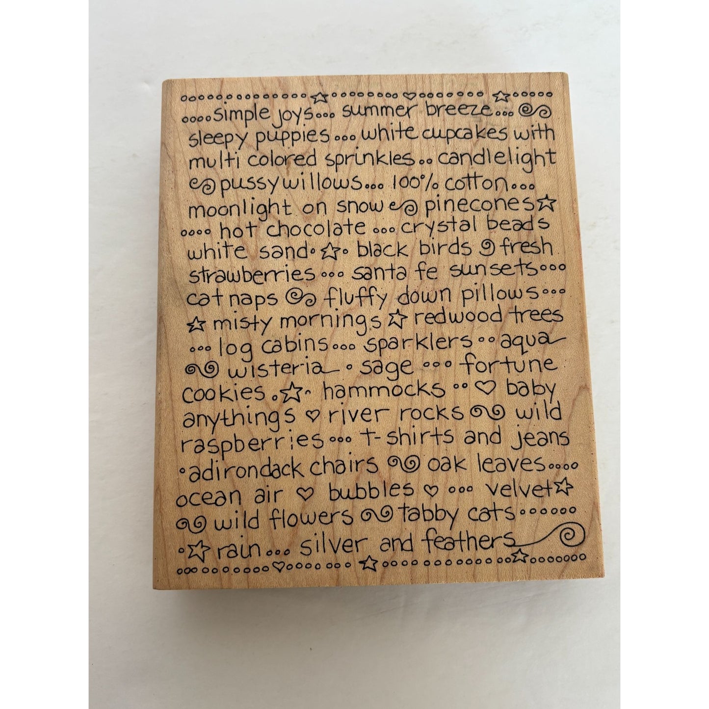 Judikins Wood Rubber Stamp Large Background Writing Script Joy Happy Word 9698J