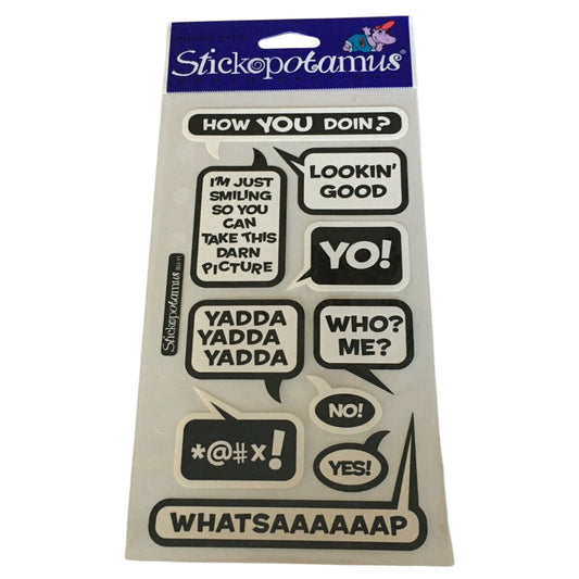 Stickopotamus Stickers Sheet Captions Thought Bubbles Words Scrapbooking Crafts