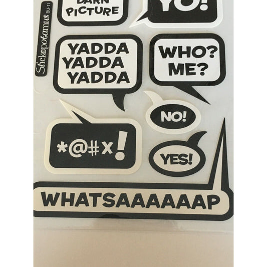 Stickopotamus Stickers Sheet Captions Thought Bubbles Words Scrapbooking Crafts