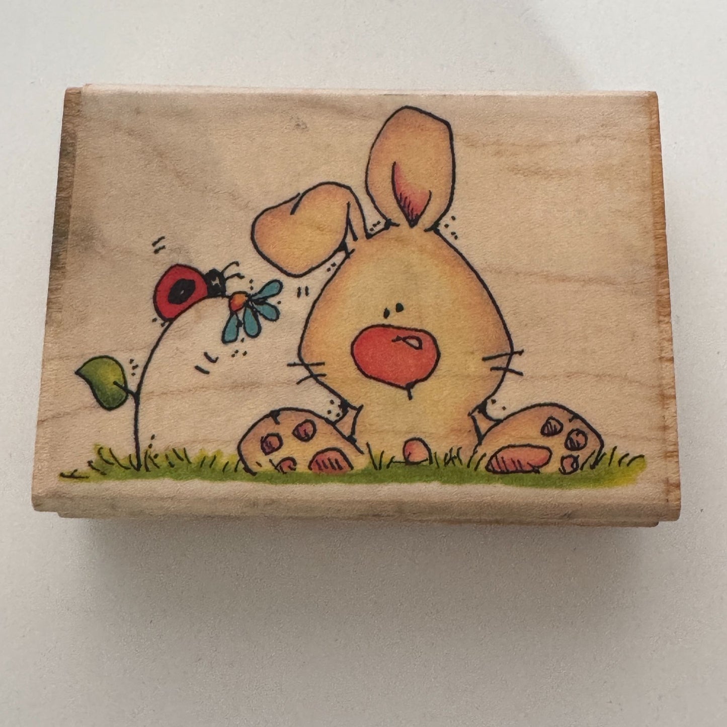 Whipper Snapper Wood Rubber Stamp Hunny Bunny Rabbit Ladybug Spring Animal CY867