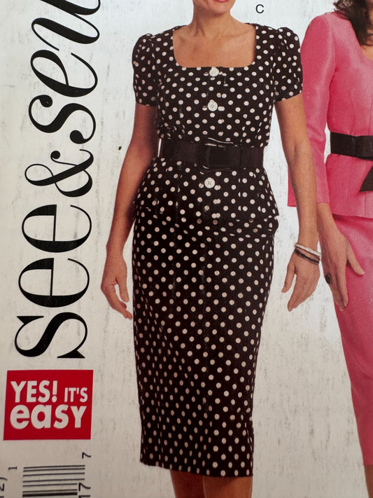 Butterick Sewing Pattern B5169 Work Top Skirt Outfit 6 8 10 12 See and Sew Uncut