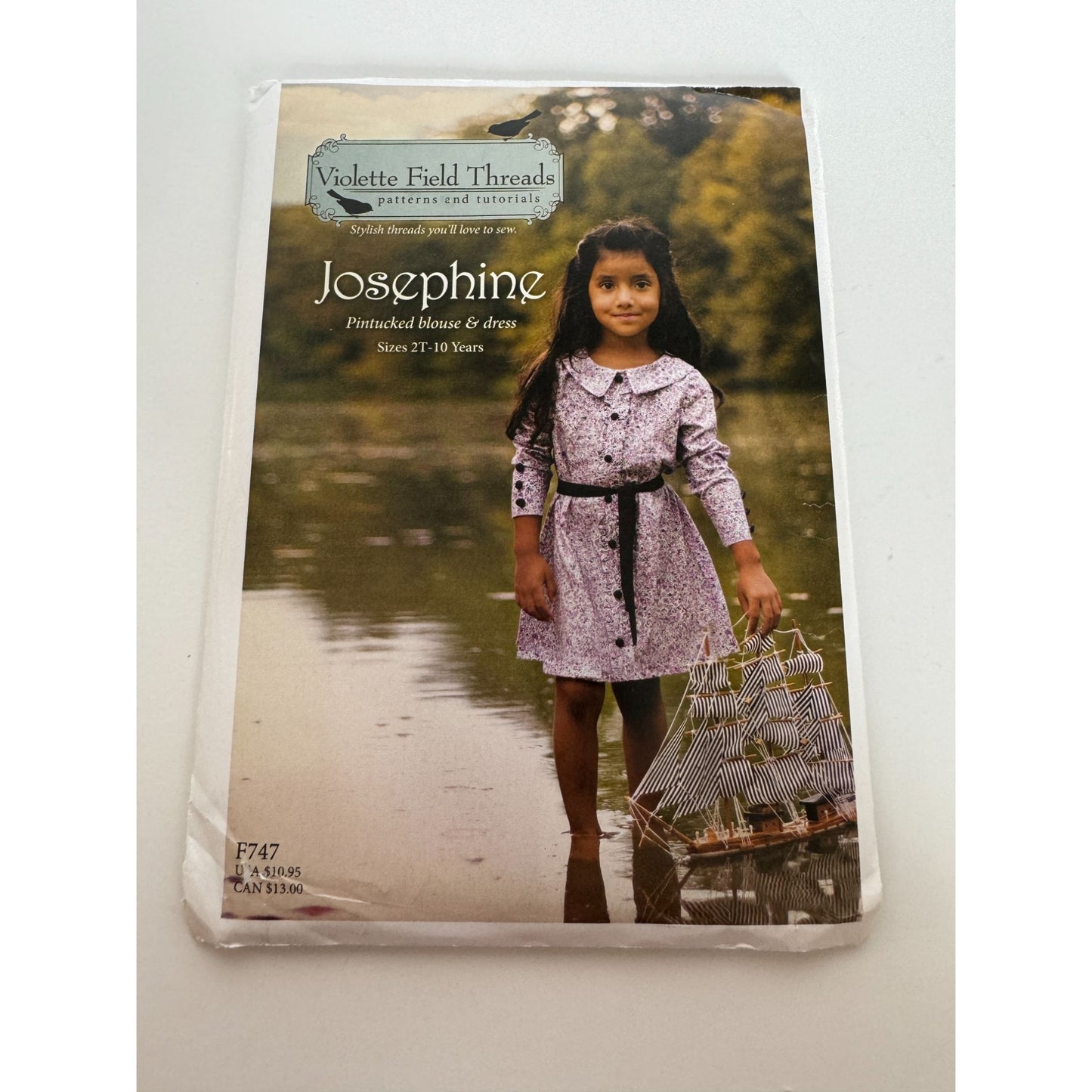 Violette Field Threads Sewing Pattern F747 Josephine Pintucked Blouse Dress UC