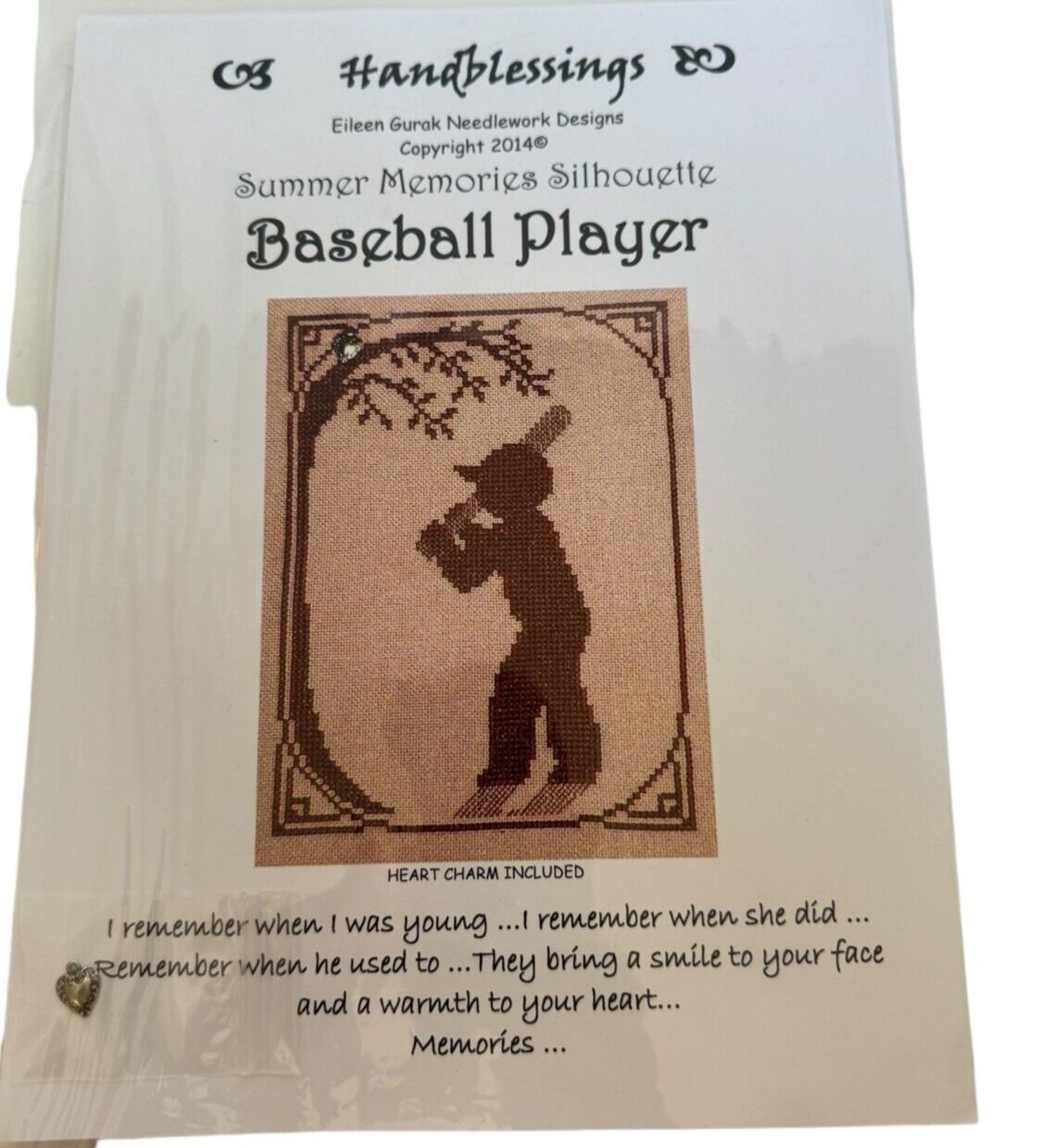 Baseball Player Cross Stitch Pattern Summer Memories Silhouette Heart Charm Boy Sports Decor