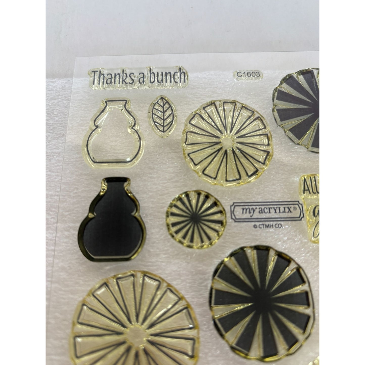 CTMH Acrylic Stamp Set A Bunch of Thanks Flower Vase Best Buds Pun My Acrylix