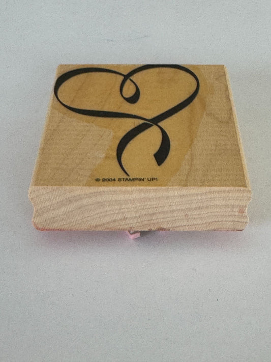 Stampin Up Rubber Stamp Heart Ribbon Valentines Day Card Making Craft Love Wood
