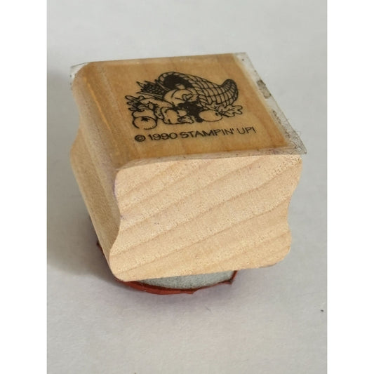 Stampin Up Rubber Stamp Cornucopia Fall Harvest Thanksgiving Cardmaking Craft Wood Mounted