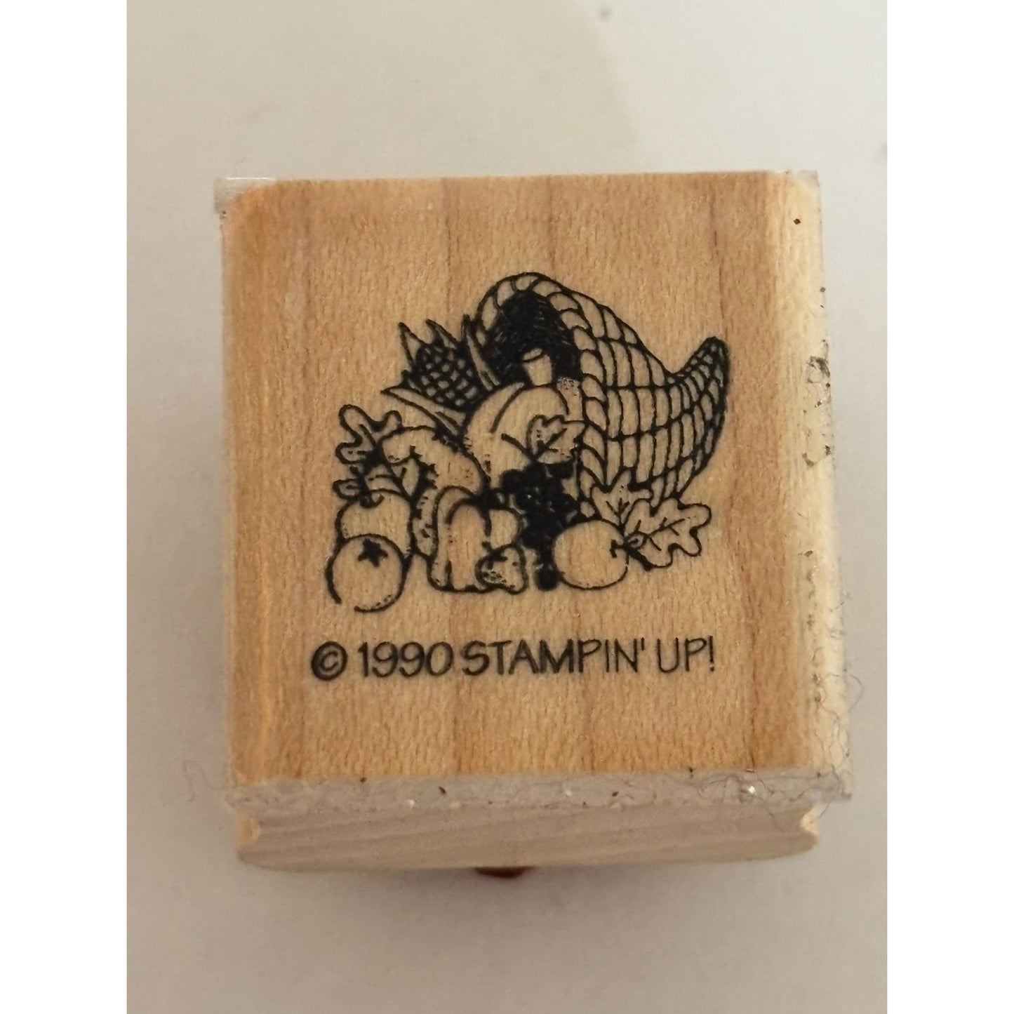 Stampin Up Rubber Stamp Cornucopia Fall Harvest Thanksgiving Cardmaking Craft Wood Mounted