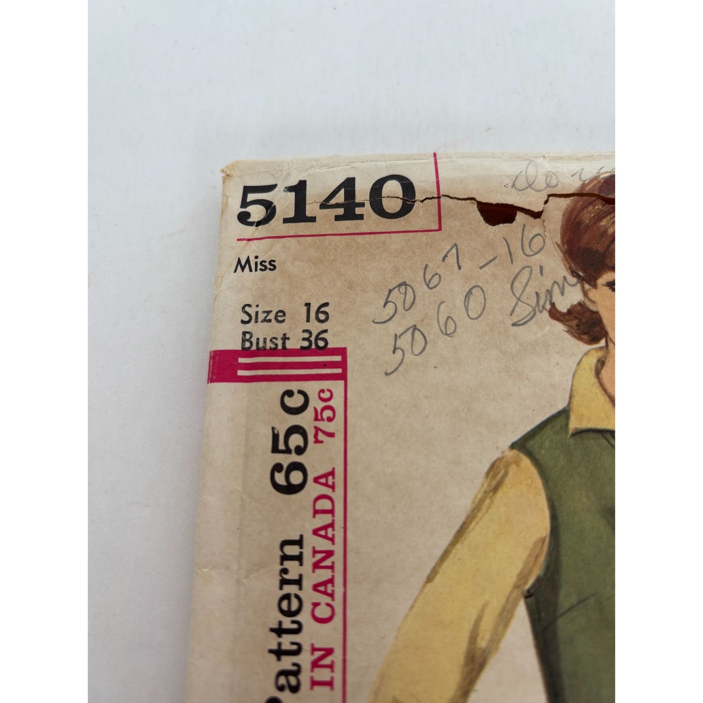 Simplicity Sewing Pattern 5140 Jumper Blouse Size 16 Bust 36 UC Vintage 1960s