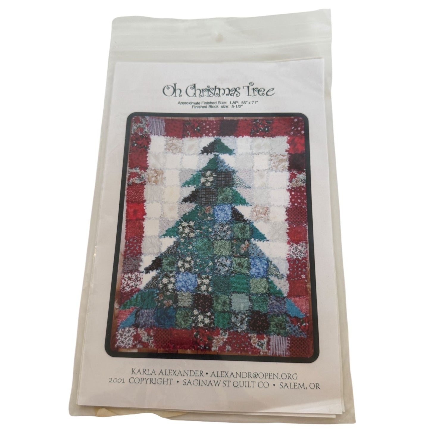 Oh Christmas Tree Lap Quilt Pattern Karla Alexander 55 x71 inch Saginaw Block