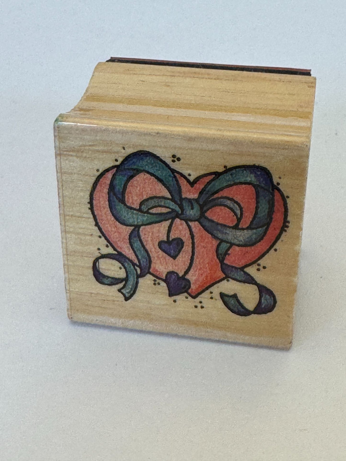 Heart Rubber Stamp Ribbon Bow Card Making Love Anniversary Card Making Wedding
