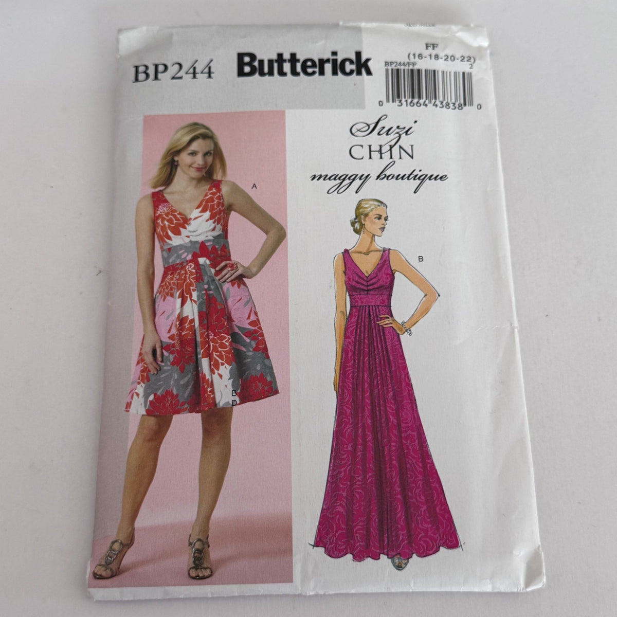 Butterick Sewing Pattern BP244 Suzi Chin Formal Evening Cocktail Dress 16-22 Easy Uncut Prom