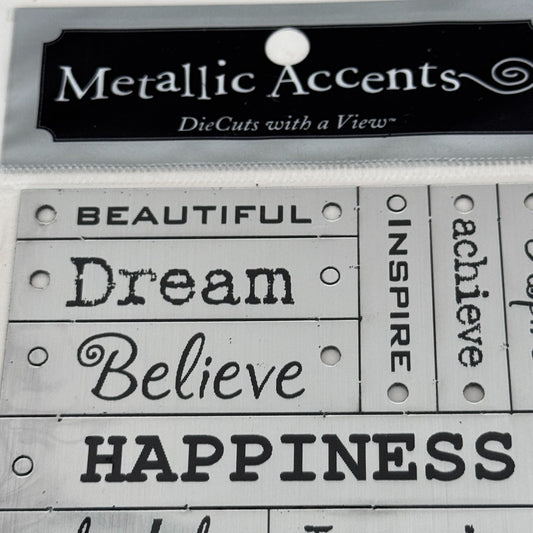 DieCuts with a View Metallic Accents Inspiration Words Embellishments Dream Believe Happiness Imagine Exhilarating