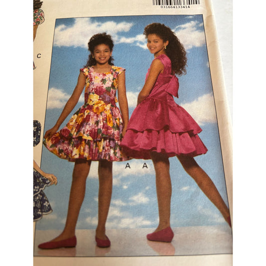 Butterick Sewing Pattern 6175 Girls Party Dress Summer Layered Ruffles UC 12 14