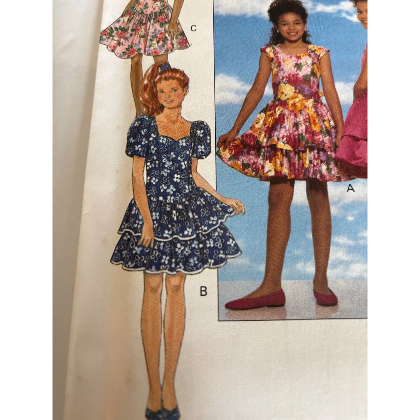Butterick Sewing Pattern 6175 Girls Party Dress Summer Layered Ruffles UC 12 14